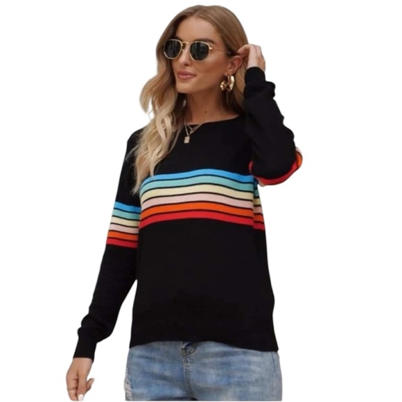 Hera Collection Sweaters - HERA COLLECTION Rainbow mid length Sweater Size Large